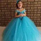 Блестящее платье-пачка принцессы для маленьких девочек детское вязаное платье Эльзы из фатина бальное платье с бантом для дня рождения