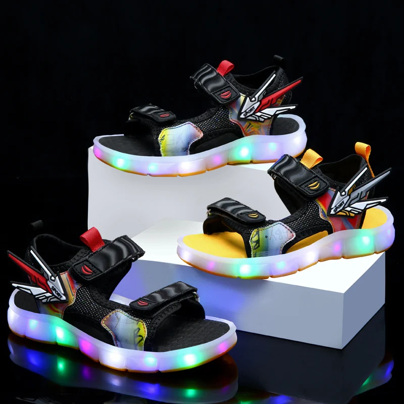 

Kids Sandals Boys Toddler Sandals Kids Glitter Boots Sandals with Lights for Children Children's Luminous Sandals