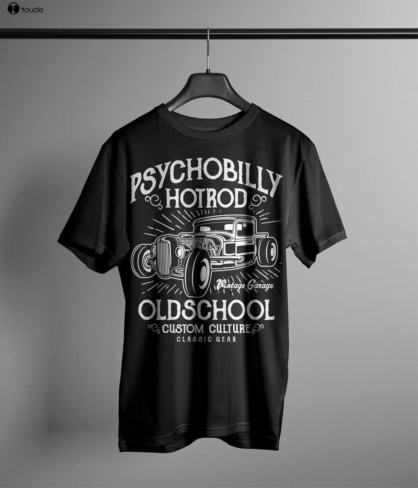 

Men's High Quality Tees Psychobilly HotRod T-Shirt Rockabilly Old School Herren Car V8 US Classic Race O-Neck Teenage T-Shirt