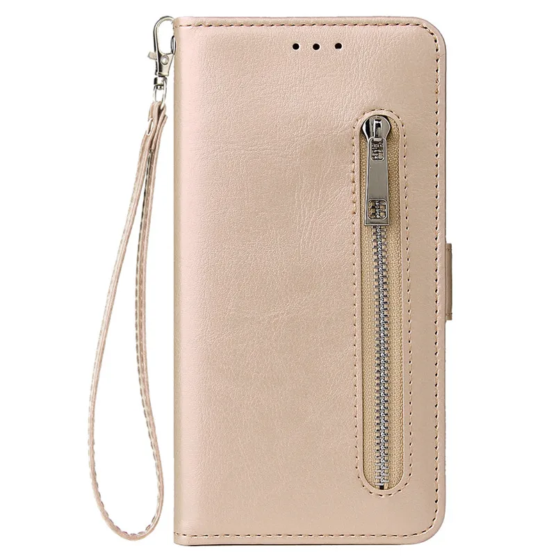 Gold Zipper Wallet Case For Samsung Galaxy S10 S10E S8 S9 Plus Note 10 9 8 Plus Pro Cover For S10 5G A50 A70 A40 A30 A20 A10 M10 Case - Цвет: Gold