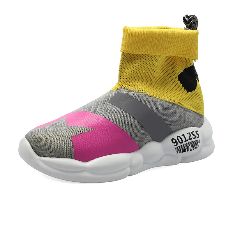 Spring Boots Shoes Woman Flats Sock Elastic Lightweight Shoes Casual Female Colorful Knit Sock Summer Mix Color Shoes - Цвет: yellow