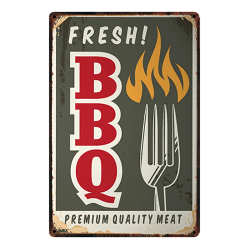 

[ Kelly66 ] Warning BBQ Zone Fresh Barbecue Party Metal Sign Tin Poster Home Decor Bar Wall Art Painting 20*30 CM Size y-1765