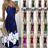a line vintage swing dress thin straps floral print long maxi dress low cut sukienka sleeveless 4xl 5xl women dress retro v neck