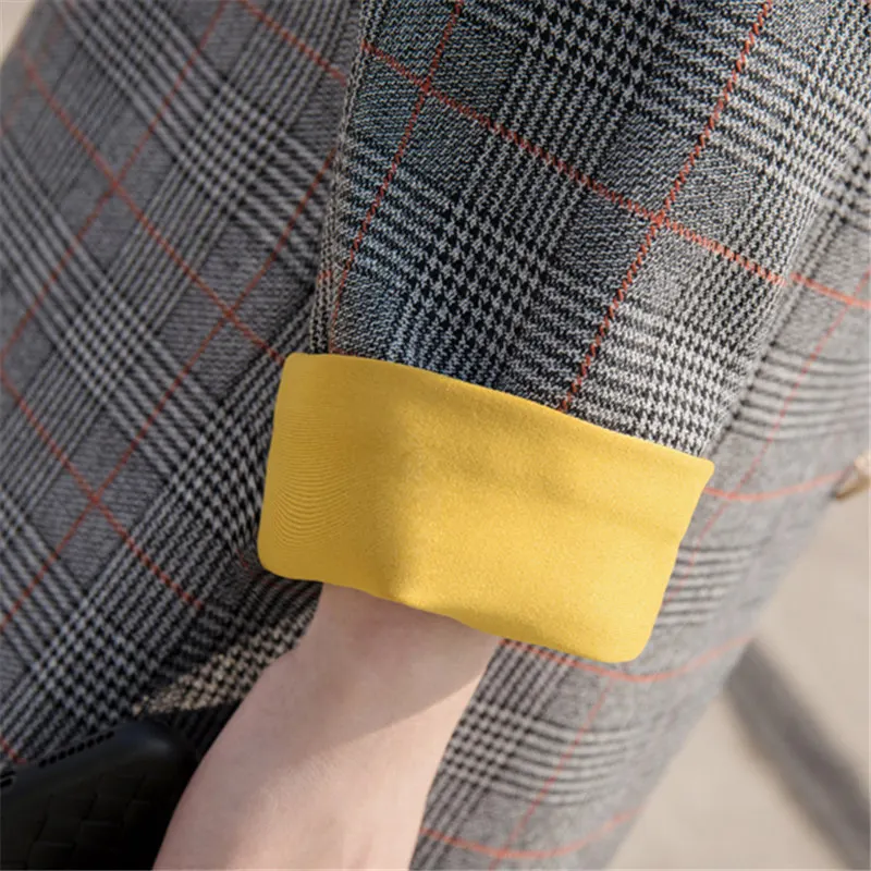 Женский комплект из двух предметов Модный повседневный свободный клетчатый