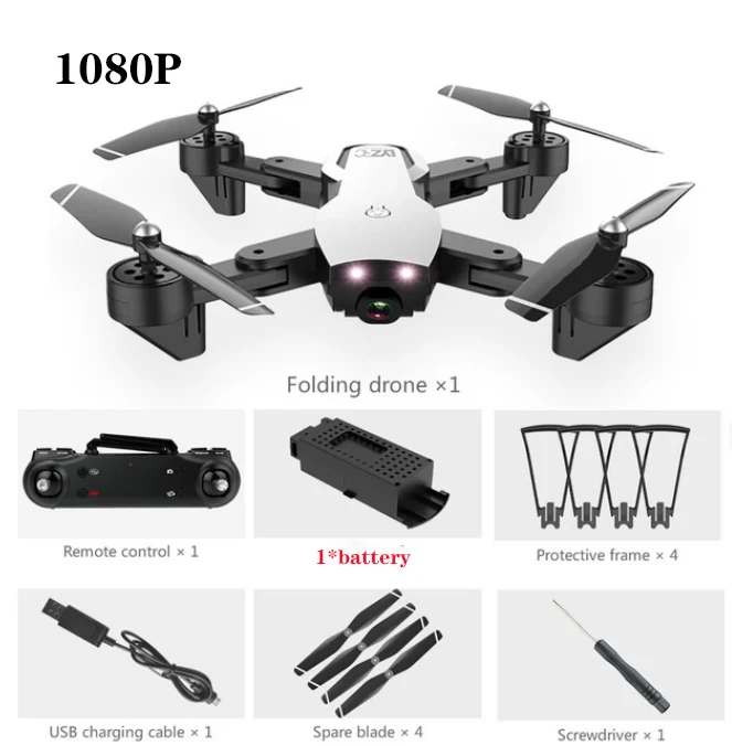 White 1080P 1B L107 Дрон 4K 2,4G wifi FPV с широкоугольным двойным HD Вертолет камеры игрушка 20 минут долгое время полета складной портативный - Цвет: White 1080P 1B