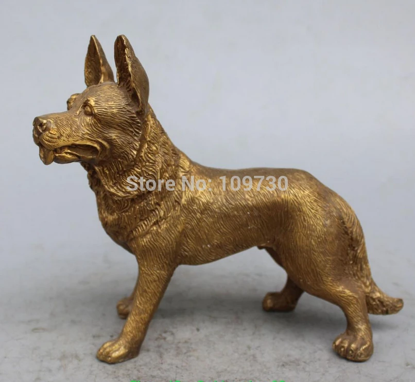 Bir 001333 10 &quotкитайская Бронзовая резная статуя животного собаки Pooch Mutt волка | Дом и