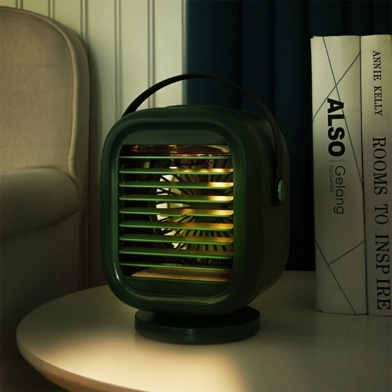 

120 Degree Rotation Air Conditioner Fan USB Rechargeable Air Cooler 3 Speeds Humidifier Misting Fan for Home Office