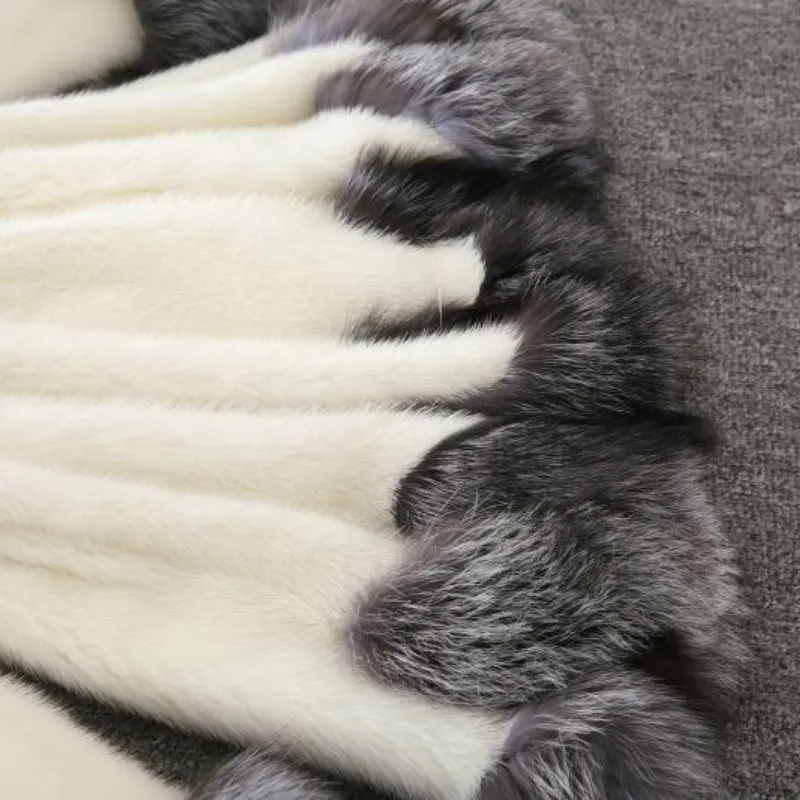 Шуба из искусственного меха для женщин шуба норки с капюшоном и воротником Меха