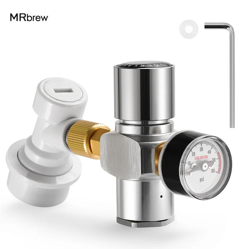 Beer Keg Co2 Charger,0-60PSI Co2 Regulator, Mini Portable Co2 Dispenser With Ball Lock Quick Disconnect For Home Brewing /Picnic