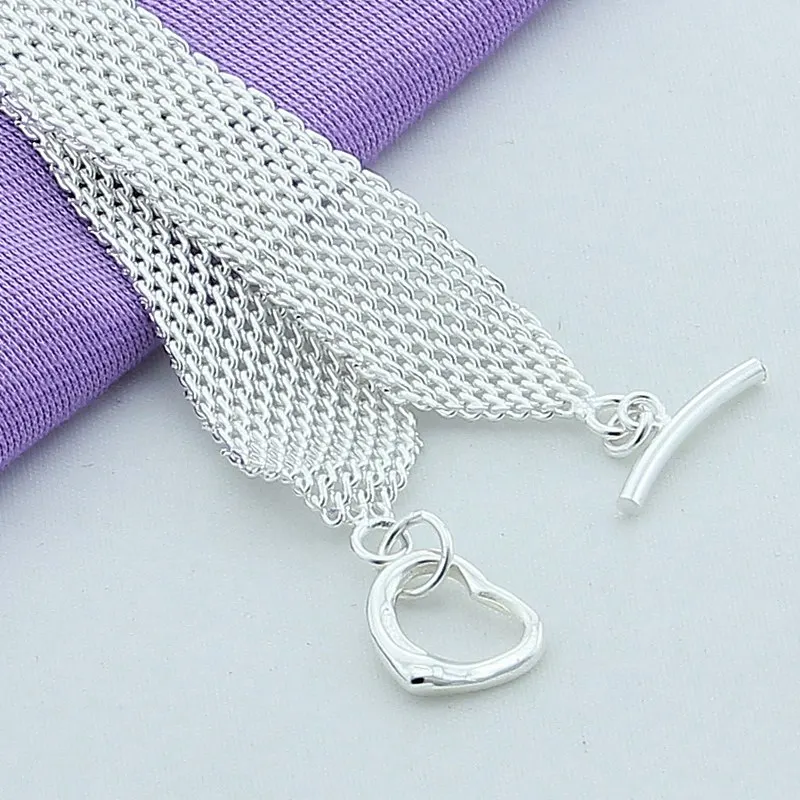 Женский браслет из серебра 925 пробы с пуговицами маленькое сердце любви |