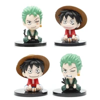 anime 4pcs childhood one piece luffy roronoa zoro 7 5cm action figure juguete kids collection toy