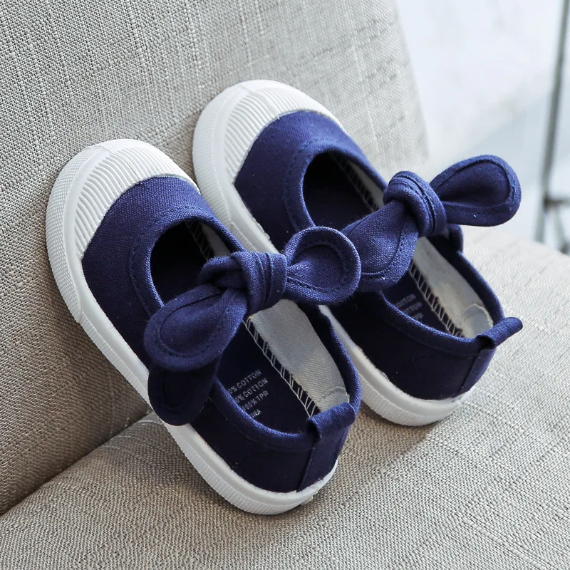 Navy blue Для девочек кеды детские модные туфли с бантом; удобная детская Повседневное кроссовки для девочек принцесса обувь для малышей - Цвет: Navy blue