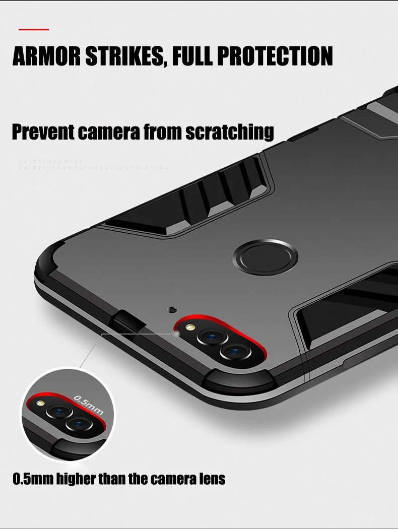 Армированный чехол для huawei Y3 Y5 Y6 Pro Y7 Y9 Prime крышка силиконовый резиновый противоударный Твердый чехол для телефона на заднюю панель