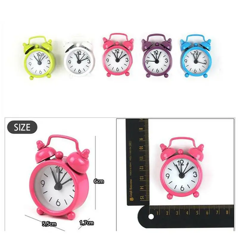 Мини синий круглая металлическая маленький будильник Кнопка электроники диск