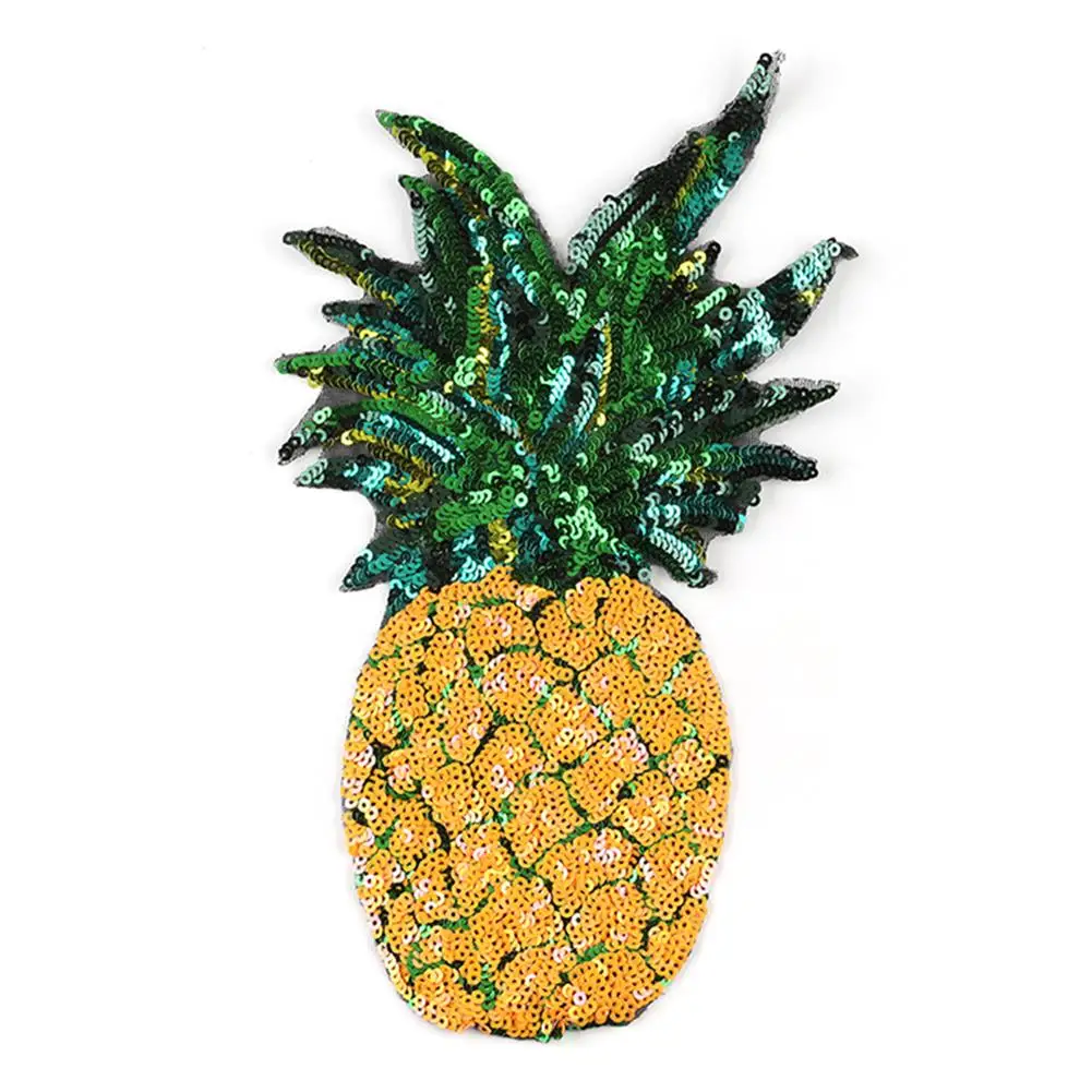 Вышитая нашивка в форме ананаса с блестками аппликация для одежды Швейные