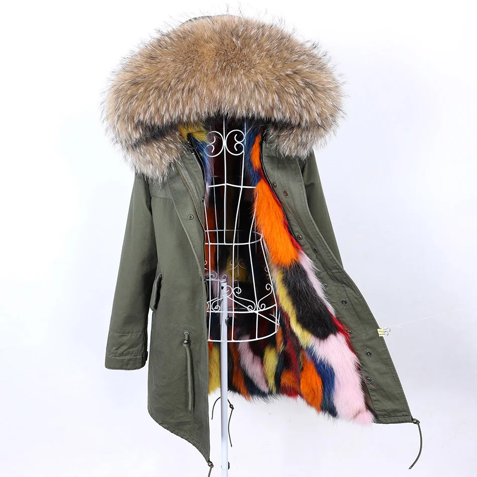 Maomaokong 2022 Fashion new Women's winter fur coat Jacket with natural fur Removable real fox fur lined Big fur collar parkas enlarge