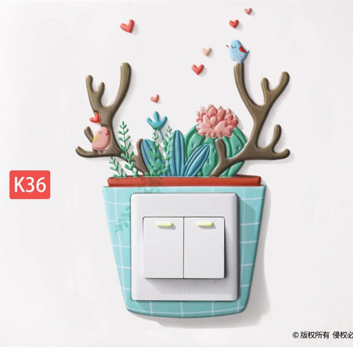 

Cartoon Animal Unicorn Flamingo Switch Cover Room Decor 3D Silicone on-off Switch Sticker Outlet Wall Stickers Room Home Decor