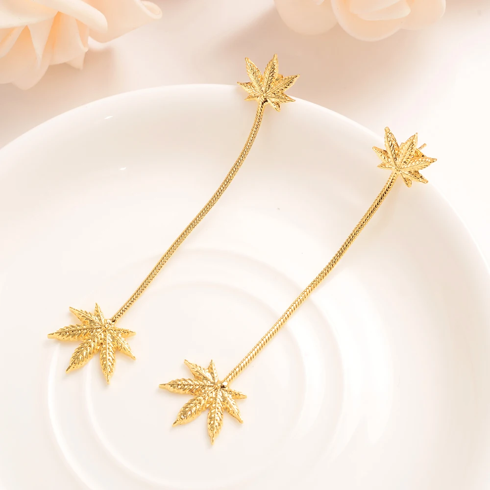 

gold color drop earring Africa Women Party Gift Cannabiss Weed Marijuan Leaf charms women girls party Jewelry gift diy charms
