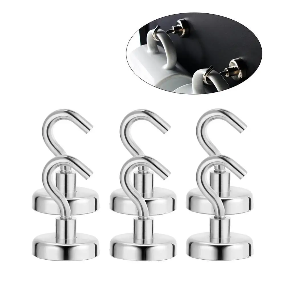

4Pcs Strong Magnetic Hooks Heavy Duty Wall Hooks Hanger Key Coat Cup Hanging Hanger for Home Kitchen Storage Organization