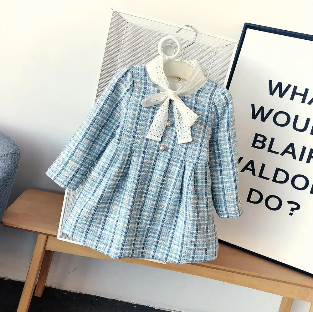 Платье для девочек Весенняя Осенняя детская одежда без бархата в европейском и