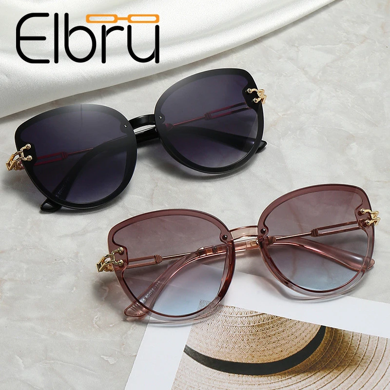 

Новые солнцезащитные очки Elbru для мужчин и женщин, оверсайз, кошачий глаз, модные роскошные солнцезащитные очки в металлической оправе, пляж...