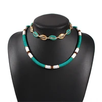 bohemian ethnic style rice bead necklace fashion seaside holiday style shell double layer necklace female chains necklaces women