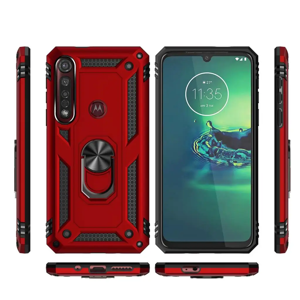 Противоударный автомобильный чехол с магнитным кольцом для Motorola Moto One G8 Play