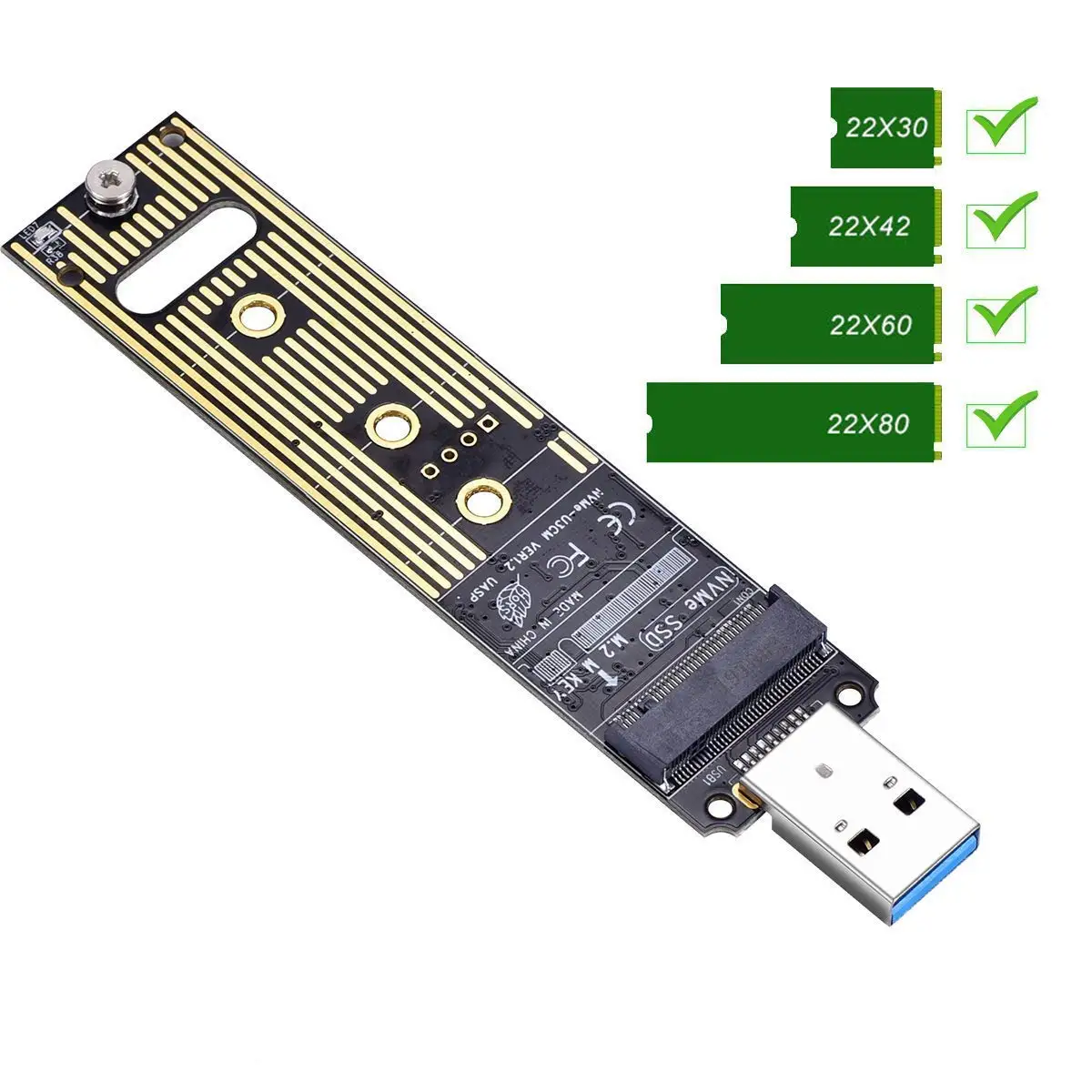 Адаптер M.2 NVME USB 3 1 M-Key NGFF для USB-кардридера Gen 2 мостовой чип с 10 Гбит/с 2242/2260/2280 |