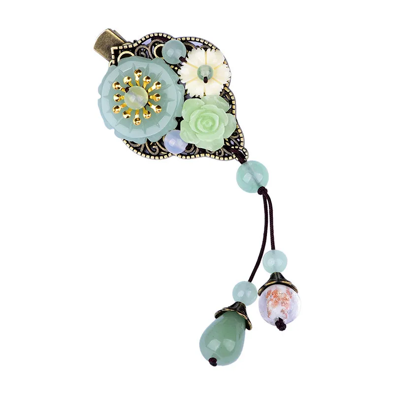 Нефритовые цветы заколка халцедон Агат Шарм жадеит ювелирные изделия амулет