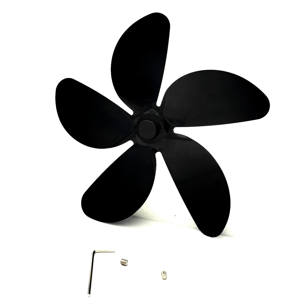 

5-Blade Fan Blade алюминиевый сплав Черная горелка для камина термостойкая