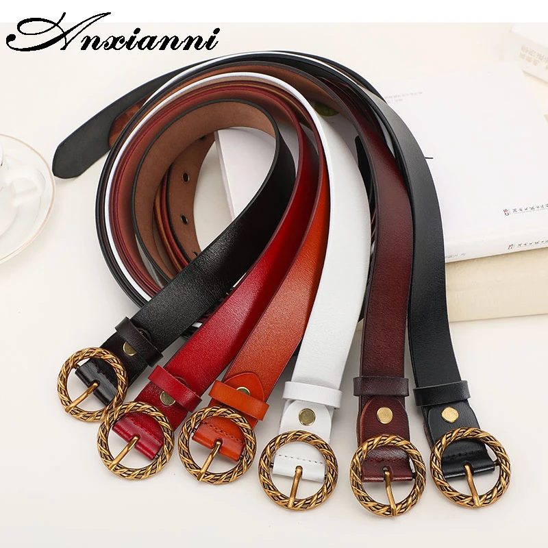 Female deduction gold buckle jeans wild belts for women fashion students simple Circle Pin Buckles Belt Ladies Strap