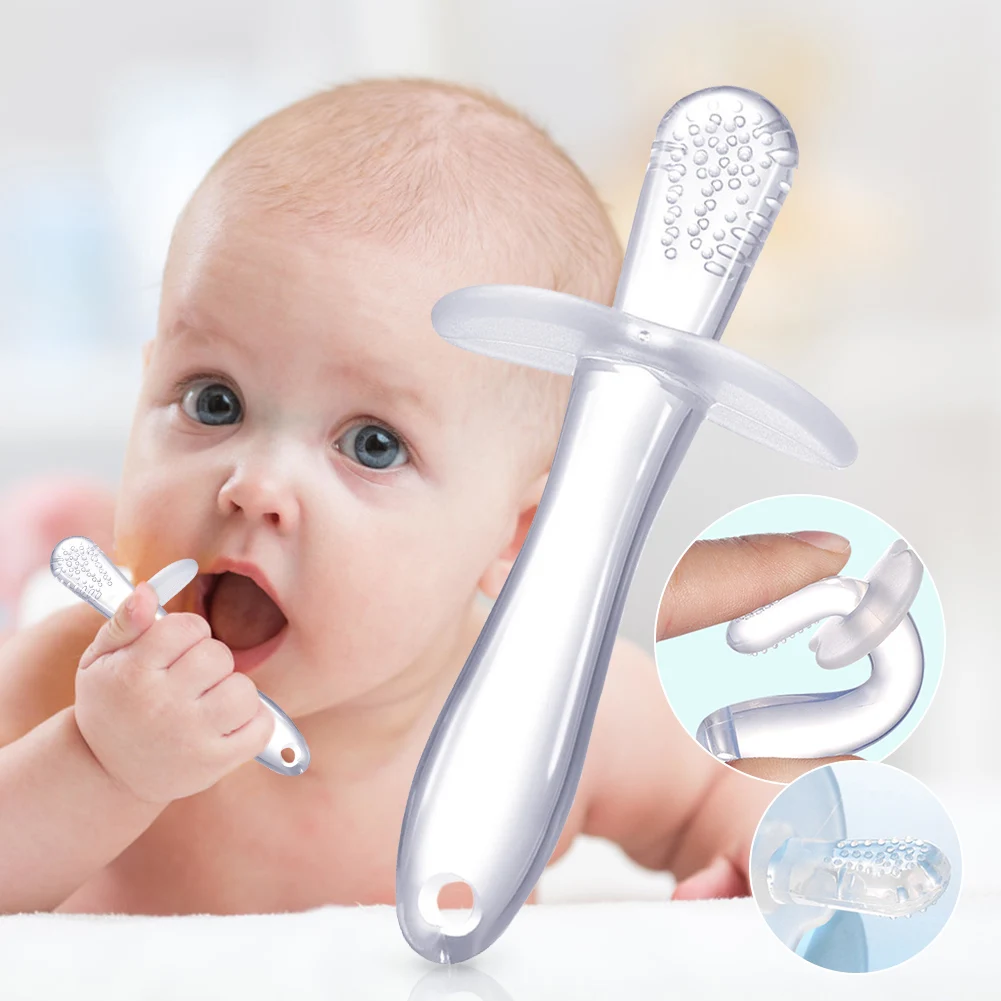 

Baby Teether Soft Silicone Training Toothbrush BPA Free Teething Ring Chewing Toys Gift for Infant Baby 4+ Months baby items