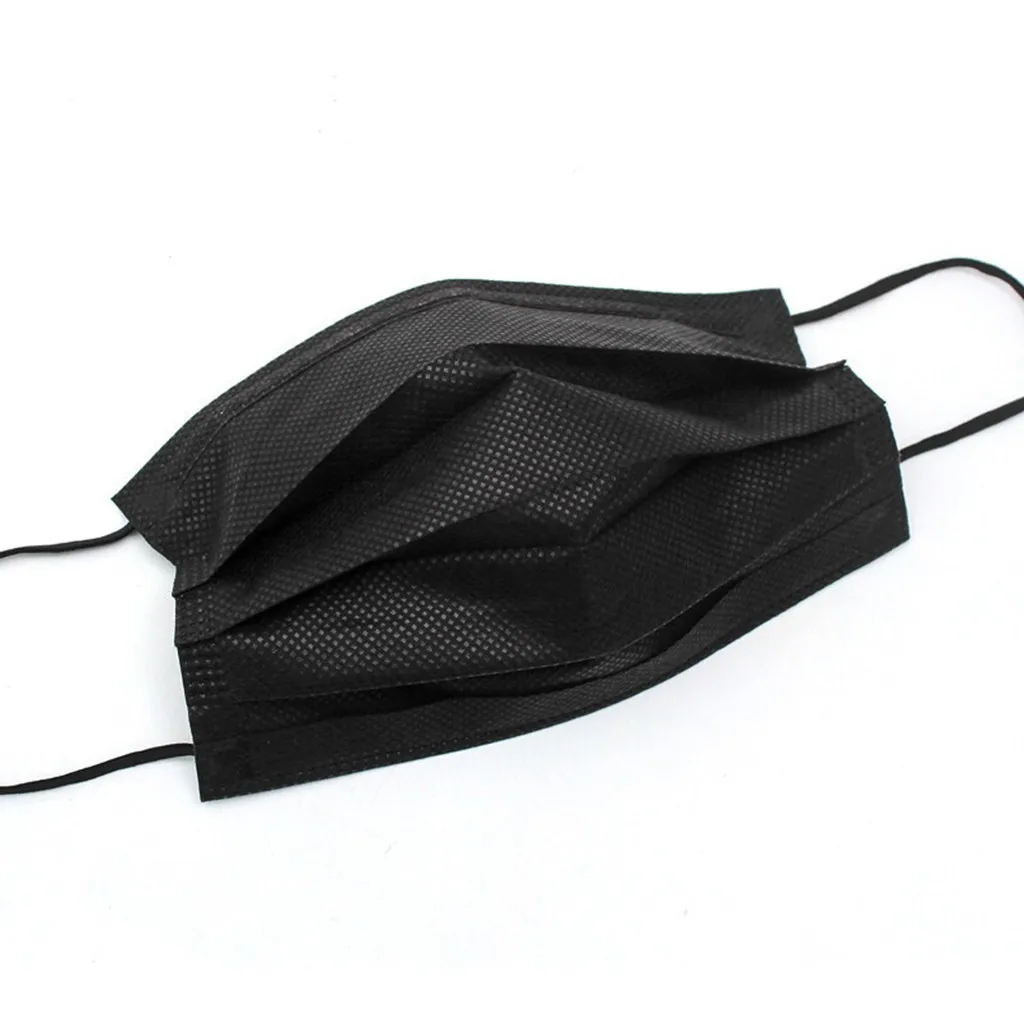 

New 10/50/200PCS Disposable Black Adult Protective Mask Anti-Dust 3 Layers Filter Earloop Non Woven Face Mouth Mask Men Women