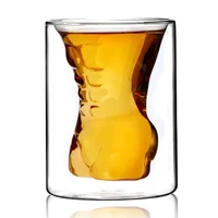 creative double layer beer mug glass transparent cup crystal skull head glass cup whiskey wine vodka bar club beer wine glass