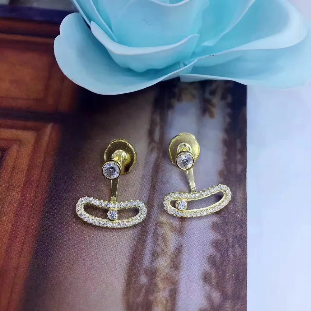 Перемещение камень серьги из коллекции moda mujer 2018 Элитный бренд дизайн 925 пробы