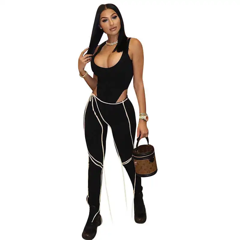 

Csual Solid Color Skinny Pants Ribbon Criss Cross Women High Waist Pencil Trousers Fashion Spring Clothing
