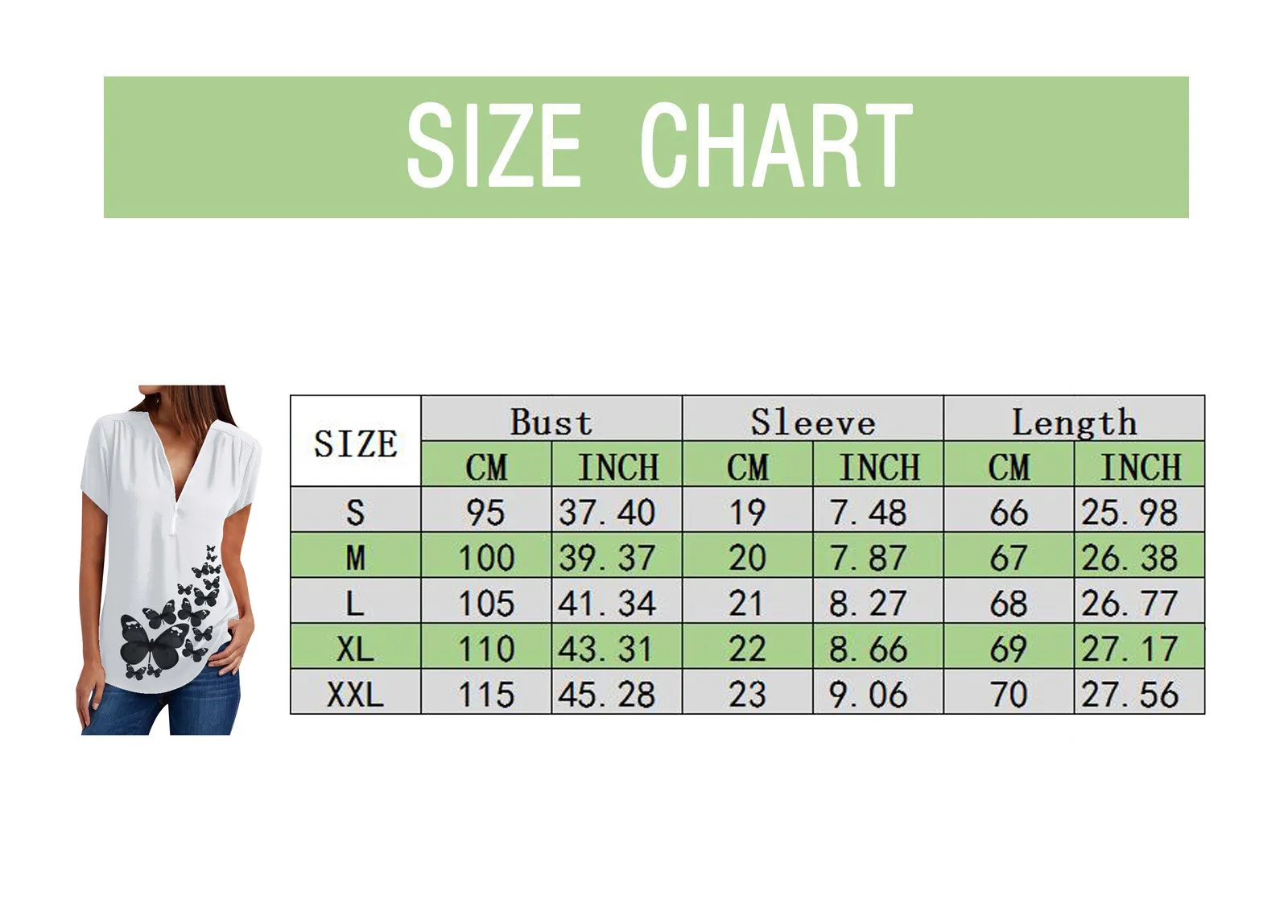

Butterfly Printed Woman T-Shirts Zipper V-Neck T Shirt Women Fashion Solid Color Elegant Female Tops Summer Top Ladies T-Shirts
