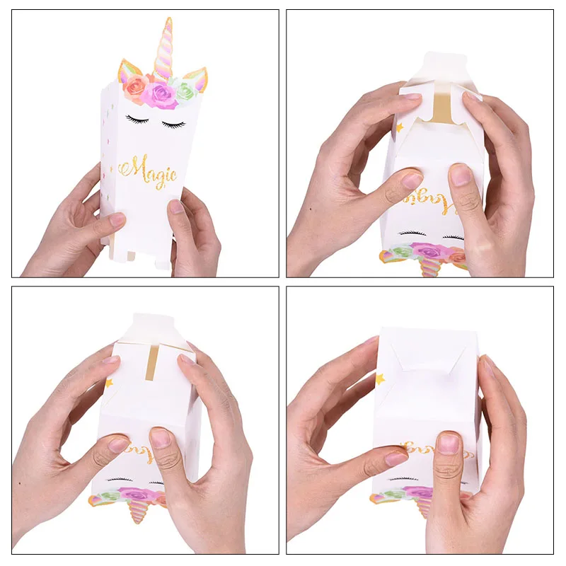 

10pcs Mermaid Tail Unicorn Popcorn Box Paper Candy Box Kids Birthday Party Cookies Gift Packaging Decoration Baby Shower Supplie