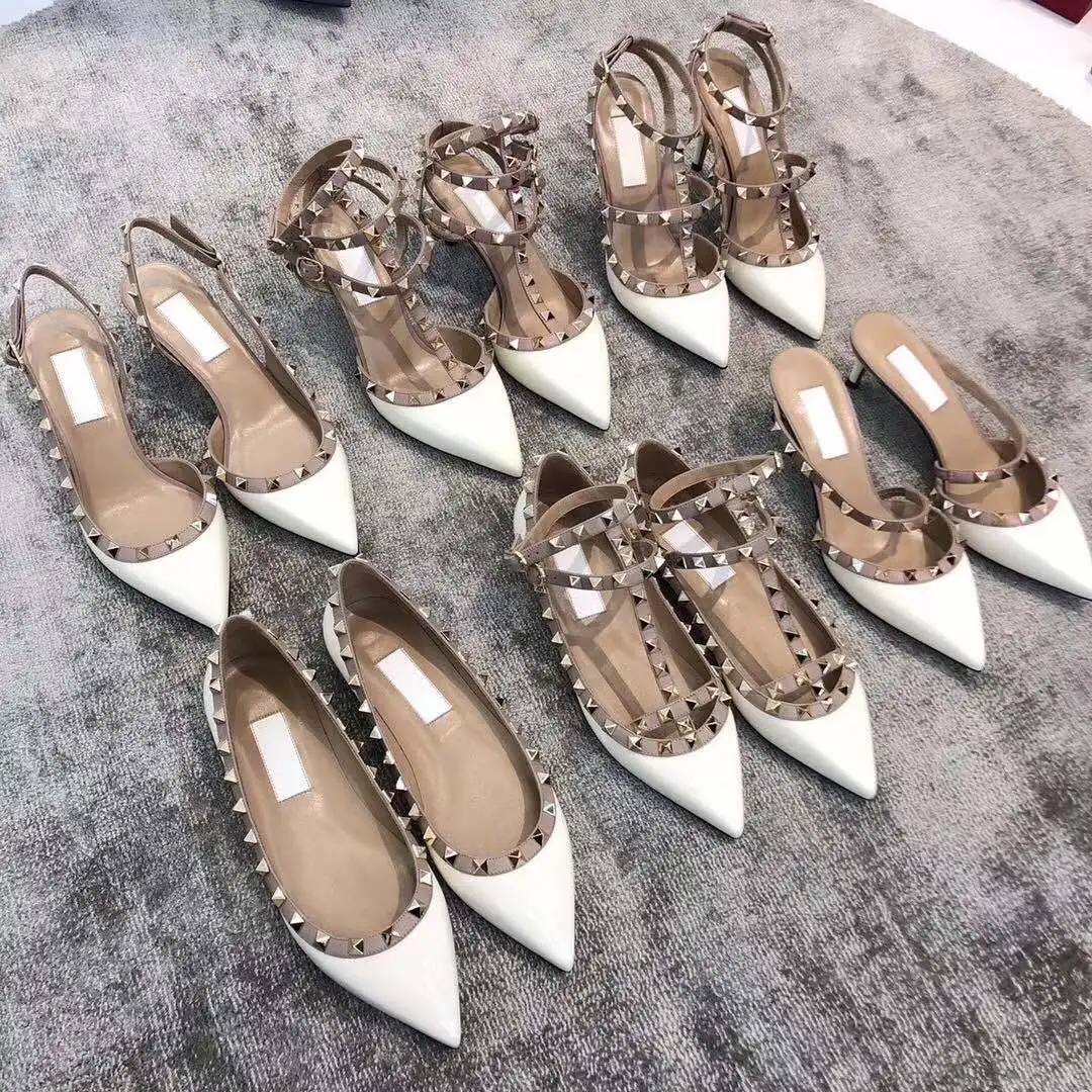 

Women's Flat Shoes High Heels Women's Shoes 2021 Spring Shallow Mouth Cowhide Single Shoe Rivet Pointed Buckle Strap