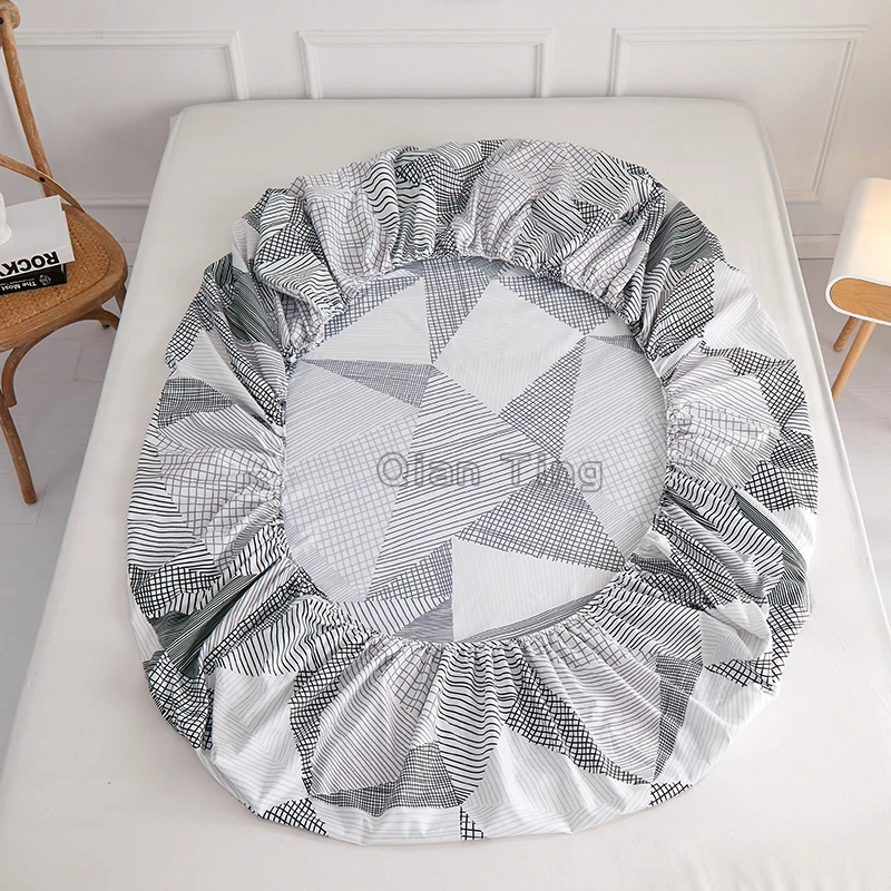 

New bed sheet Product 1pc 100% polyester printing fitted sheet with four corners and elastic band sheets pillowcases need order