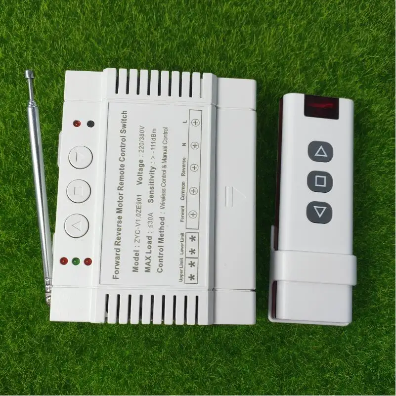 

3000W AC220 V 380V 2 CH 40A relay RF Wireless Remote Control for garage door/motor/projection screen/blinds limit