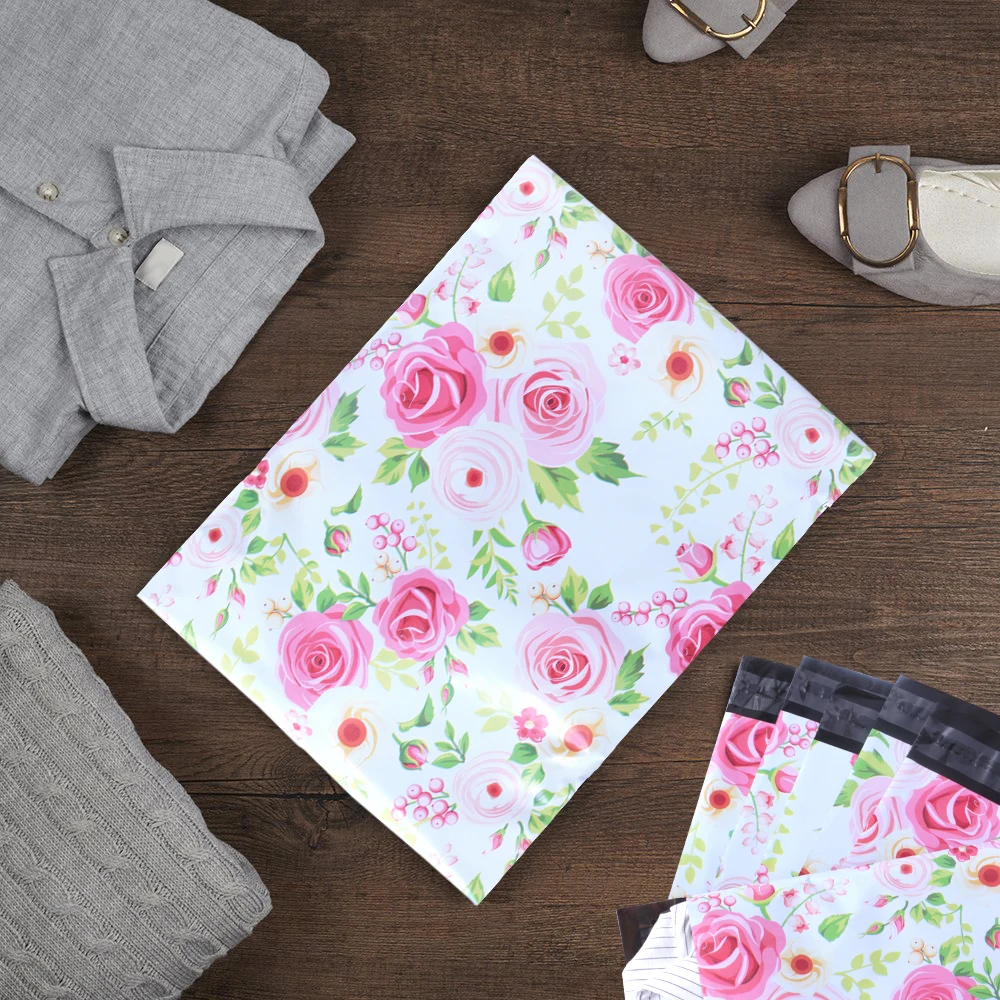 10PCS 10x13'' Printed Rose Pattern Poly Mailer Without Padded Envelopes Self Seal Mailing Bags Envelope Shipping | Канцтовары