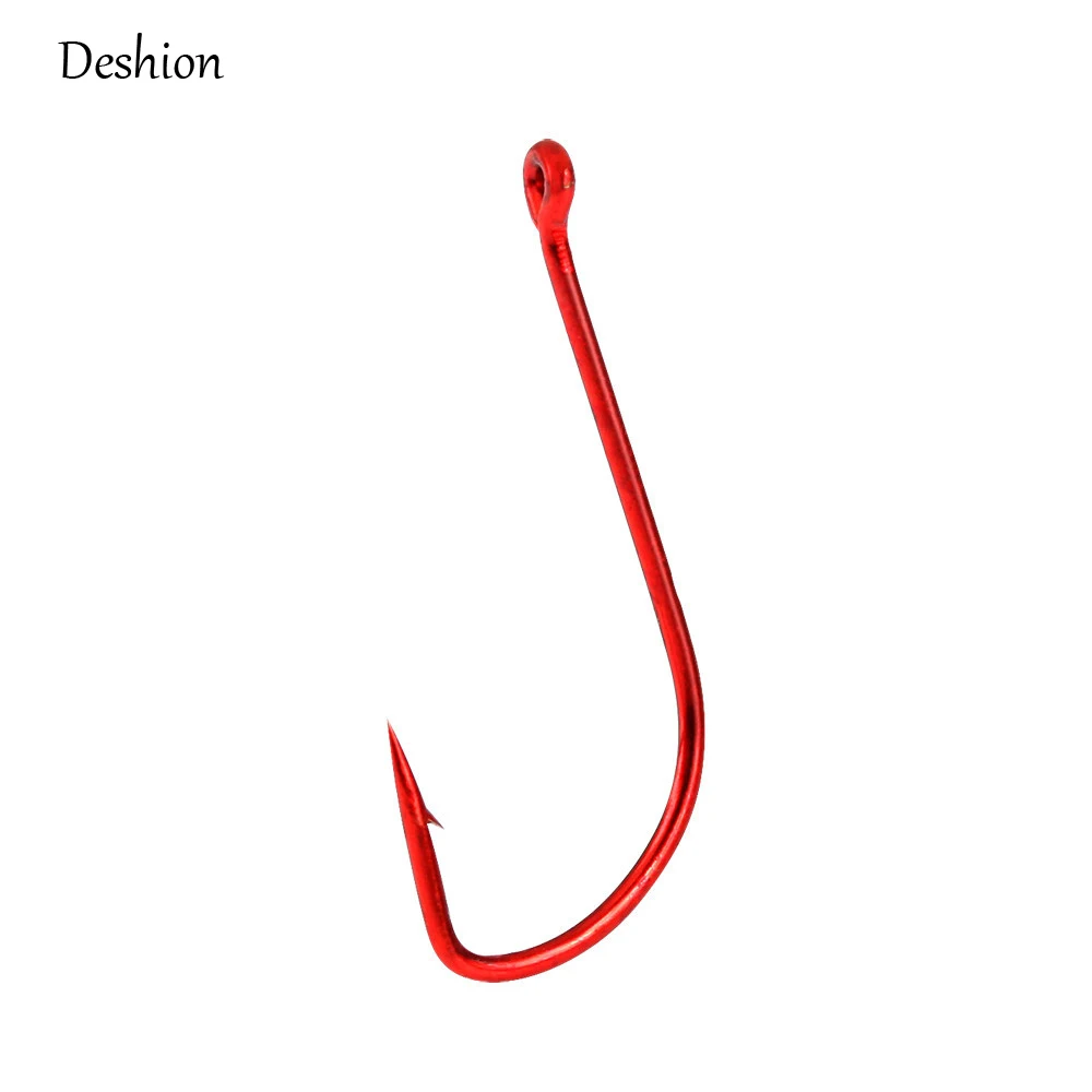 

Deshion 10-дневные крючки с бородкой, рыболовные крючки из высокоуглеродистой нержавеющей стали, японские острые Крючки с мормышкой и люверсами