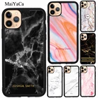 Чехол-накладка для iPhone 7, 8 Plus, 6S, SE 2020, 12, 13 mini, 11 Pro Max, XS, X, XR, с мраморным рисунком, с именем на заказ
