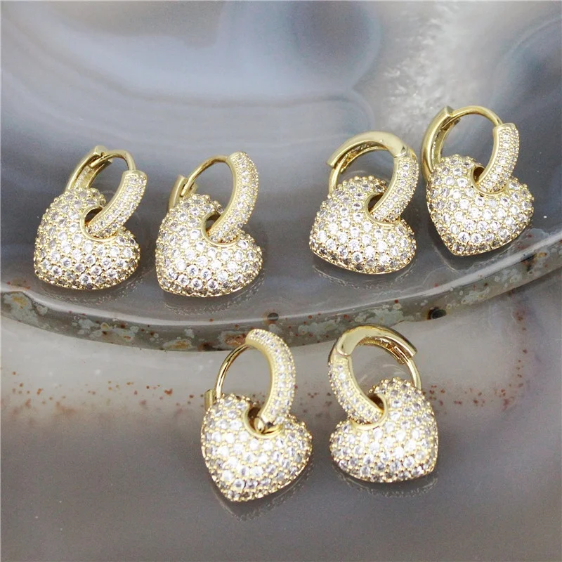 5 пара/лот Модные cz серьги в форме сердца фианит компонент jewelru туфли-лодочки