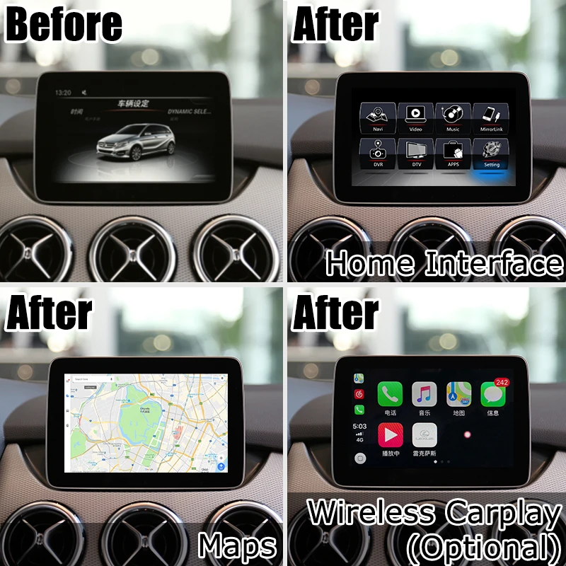Коробка интерфейса Android / carplay для Mercedes benz B class NTG 5 0 GPS навигация видео интерфейс