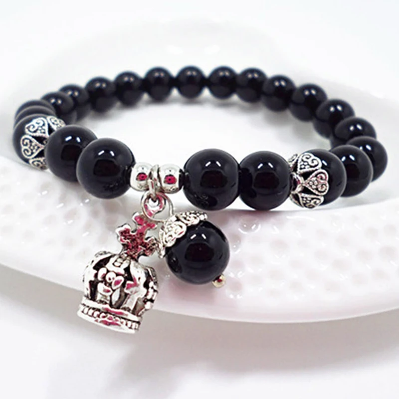 

Men Women Tiger Eye Stone Beads Jewelry Energy Healing Stone Bangles Natural Black Onyx Bracelets Lovers Energy Balance Bracelet