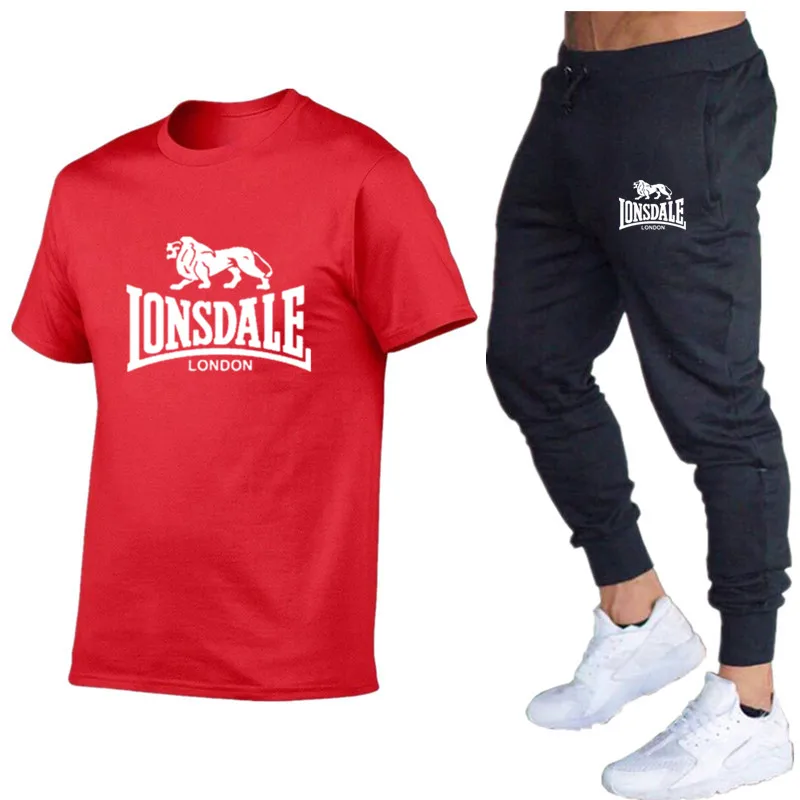 Летние Забавные футболки футболка с коротким рукавом и брюки Lonsdale уличная