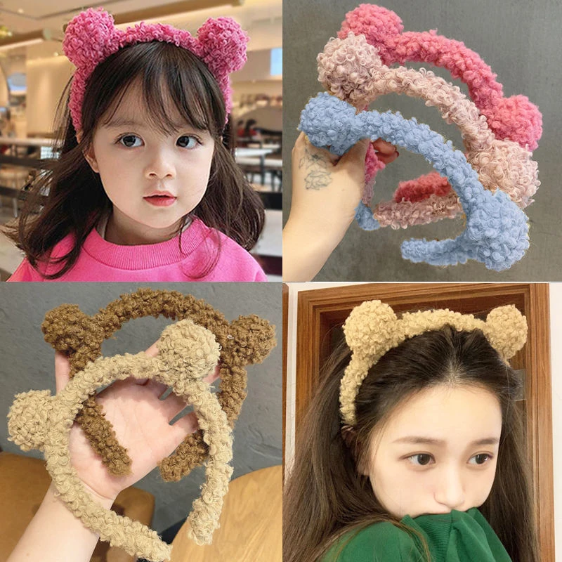

Cute Plush Bear Ears Headband Lovely Hairband for Women Girls Kids Children Headdress Ornament Sweet Wool Hair Accessories Gifts