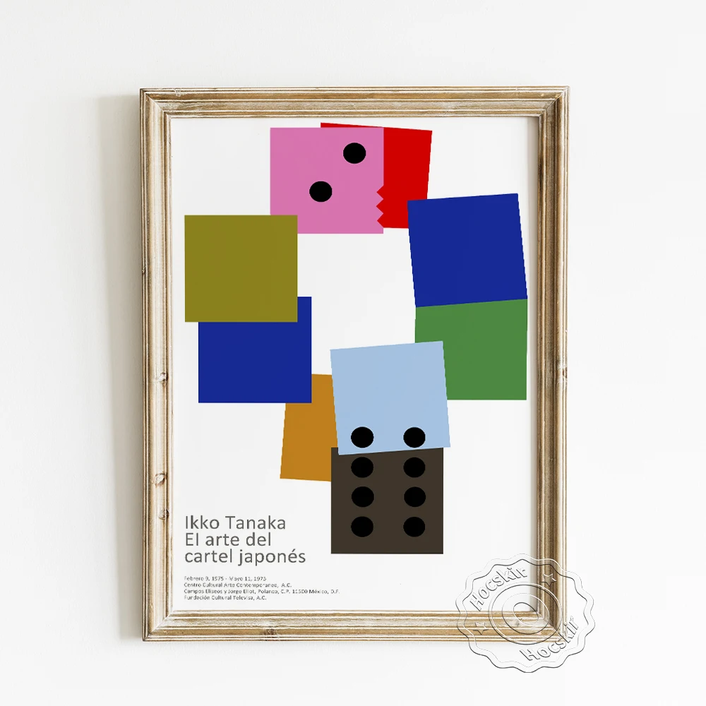 

Ikko Tanaka Graphic Design Exhibition Japanese Art Poster, Dice Plane Geometry Pattern Wall Picture, Modern Abstract Home Decor